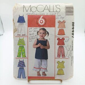 Vintage Sewing PATTERN McCalls M4497, Toddlers 2004 Top Pants and Shorts, 6 Grea